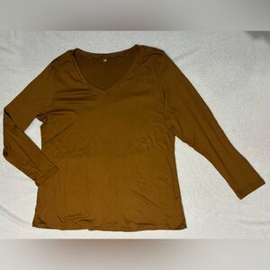 New Women's Essential Long Sleeve V-Neck Basic Tee Soft & Stretch Slim Fit